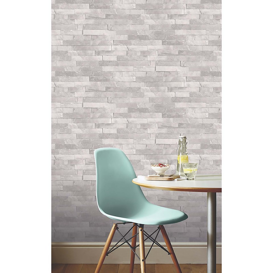 Arthouse Diamond Slate Brick Textured Glitter Dove Grey Wallpaper A4 Sample Homebase