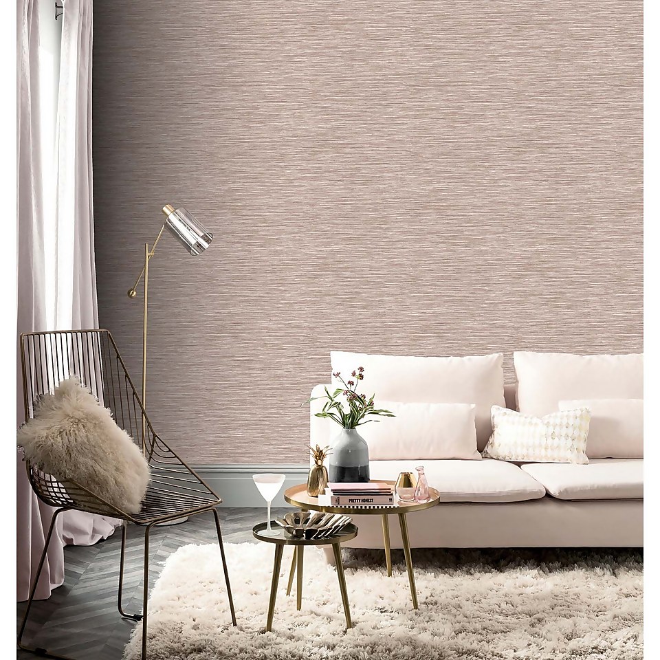 Arthouse Suki Plain Embossed Metallic Rose Gold Wallpaper A4 Sample