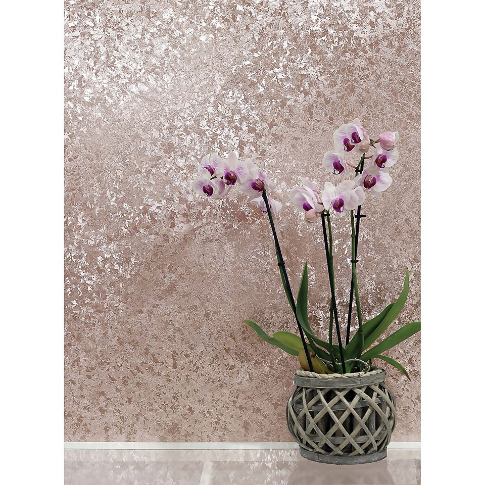 Arthouse Velvet Crush Plain Textured Metallic Rose Gold Wallpaper A4