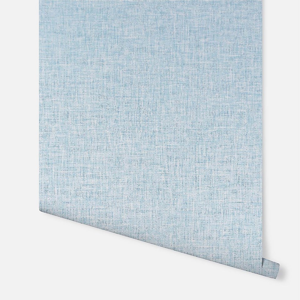 Arthouse Linen Texture Plain Textured Vintage Blue Wallpaper A4 Sample