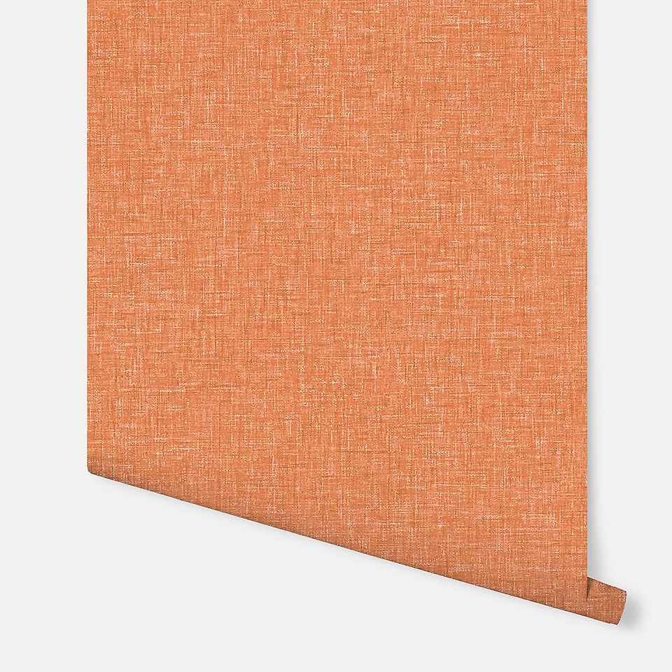 Arthouse Linen Texture Plain Textured Vintage Orange Wallpaper A4 Sample