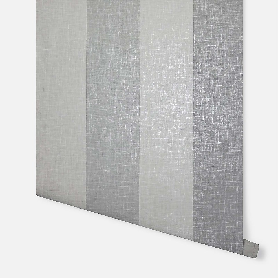Arthouse Linen Stripe Textured Metallic Grey Wallpaper A4 Sample Homebase