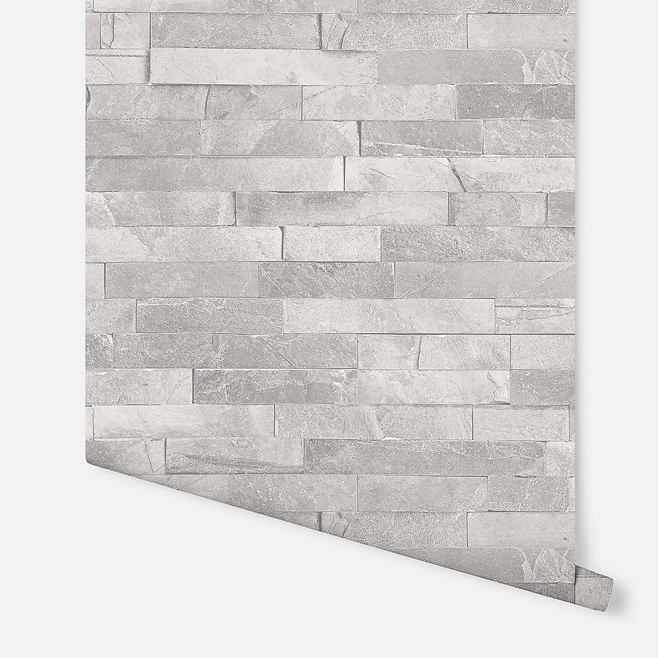 Arthouse Diamond Slate Brick Textured Glitter Dove Grey Wallpaper Large Sample Homebase