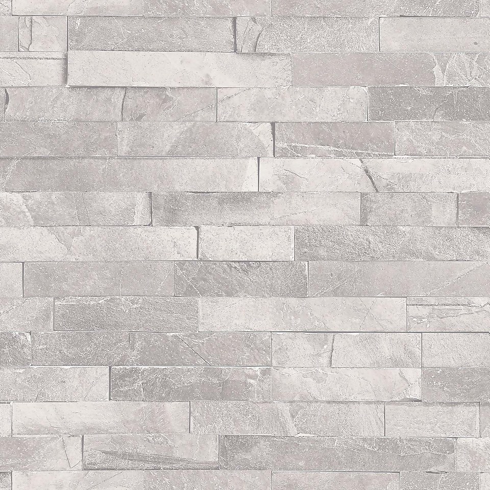 Arthouse Diamond Slate Brick Textured Glitter Dove Grey Wallpaper Large ...