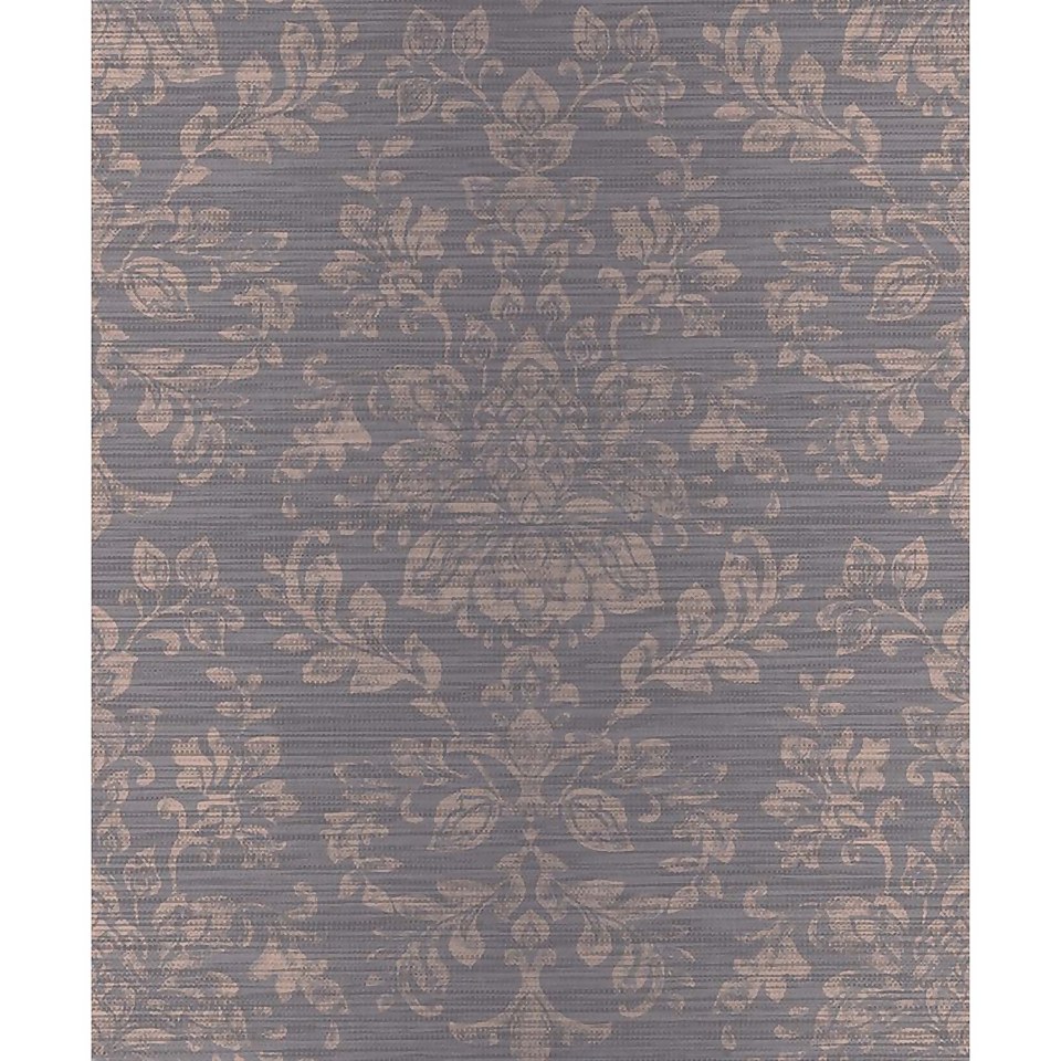 Arthouse Kyasha Damask Embossed Metallic Foil Rose Gold Wallpaper Large