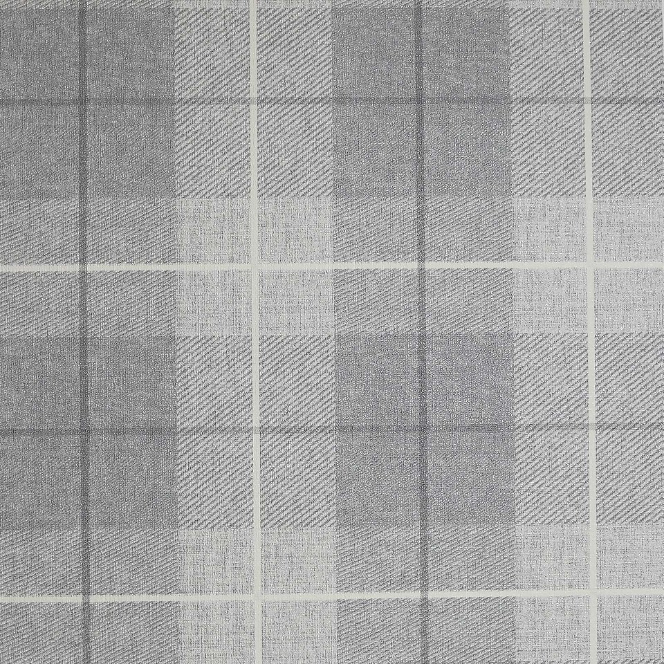 Arthouse Country Tartan Textured Grey and Silver Wallpaper Large Sample