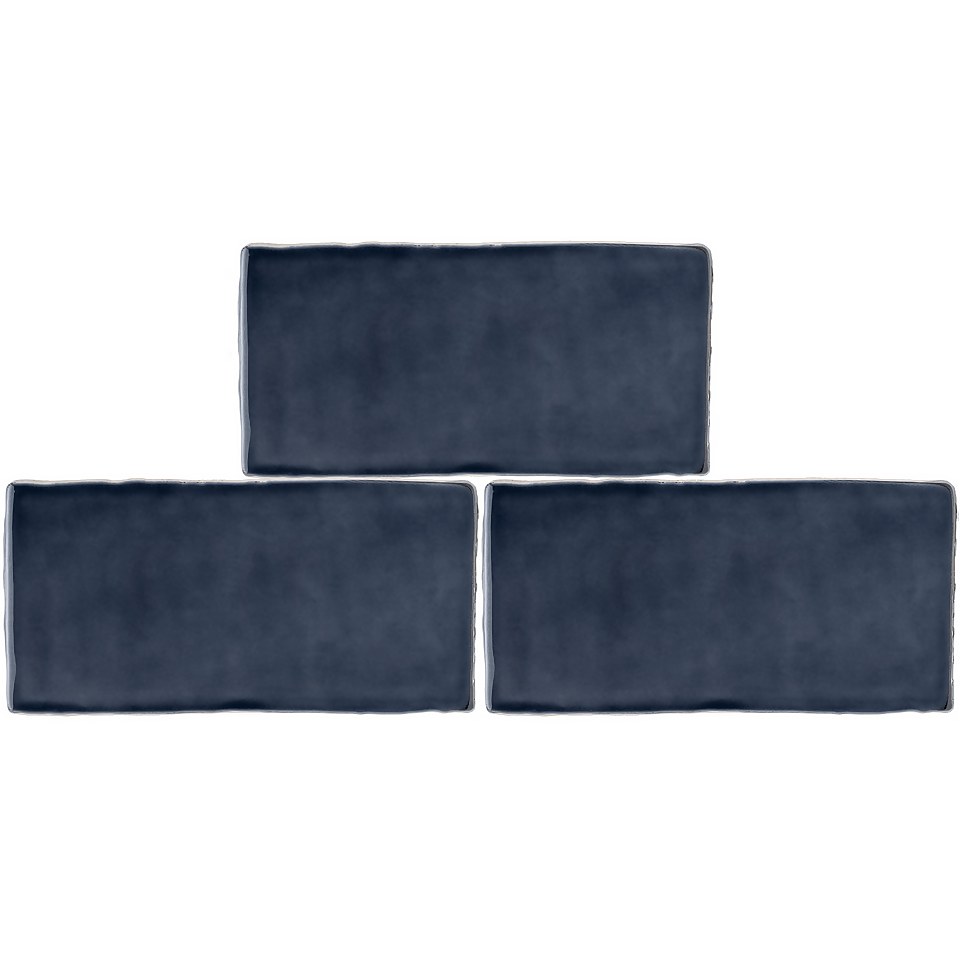 Country Living Artisan French Navy Ceramic Wall Tile 75 x 150mm - 0.5 sqm Pack