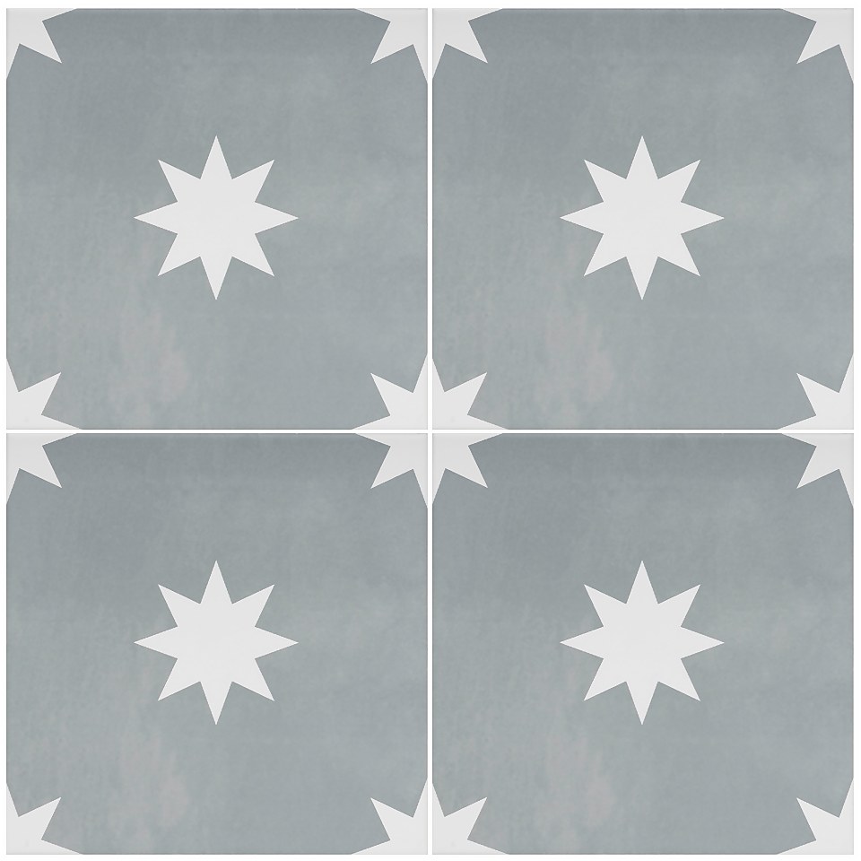 Country Living Starry Skies Chalk Grey Porcelain Wall & Floor Tile 200 x 200mm - 0.52 sqm Pack