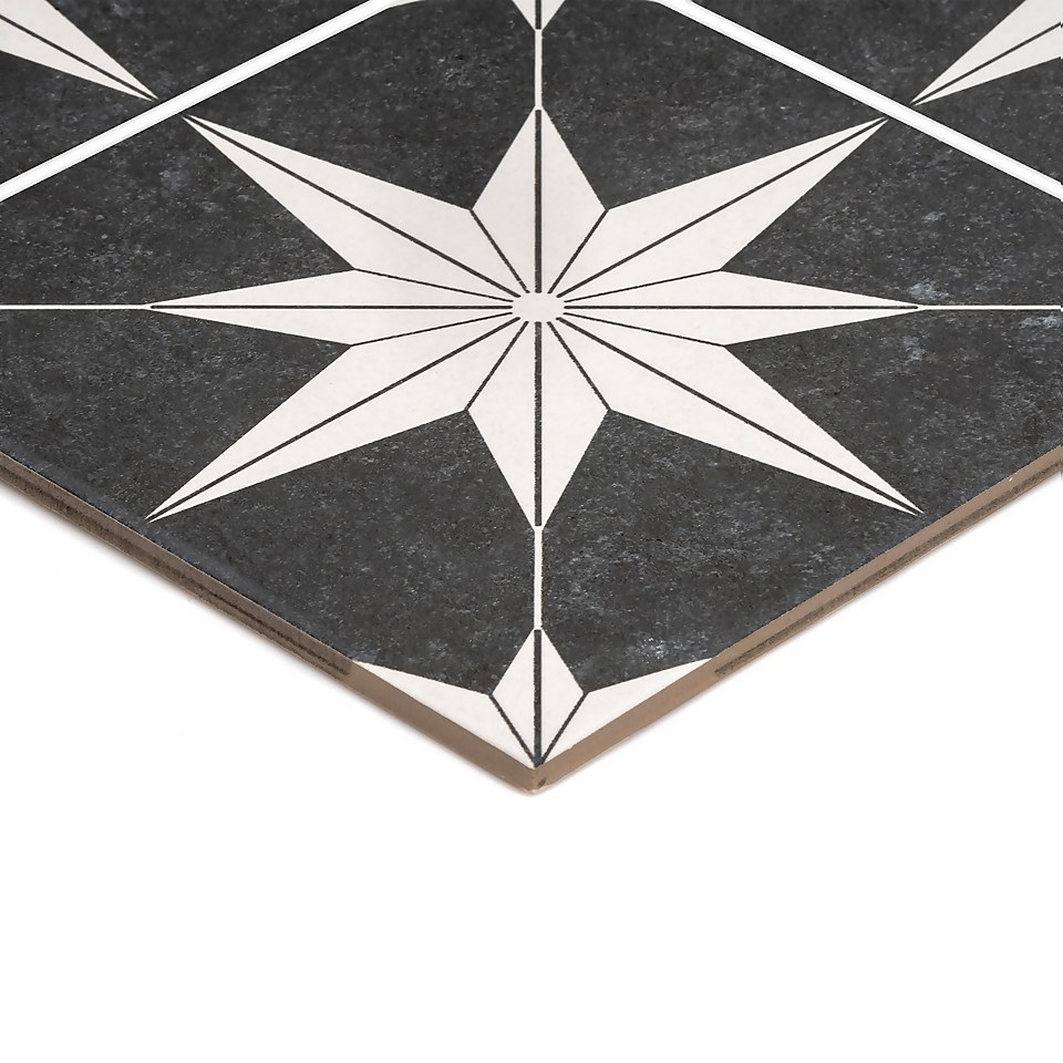 Country Living Starry Skies Black North Star Porcelain Floor & Wall Tile 450 x 450mm - 1.42 sqm Pack