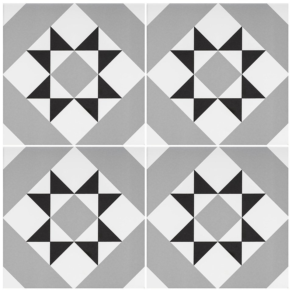 Fiore Diamond Black Porcelain Wall & Floor Tile 200 x 200mm - 0.52 sqm Pack