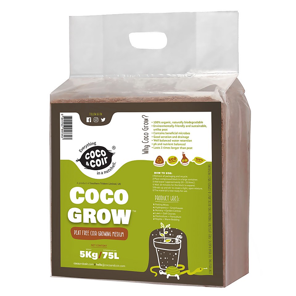 Coco & Coir Coco Grow Peat Free Compost - 5KG/ 75L