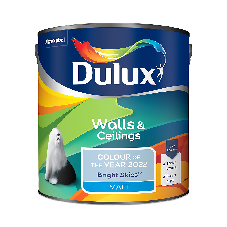 Dulux Walls & Ceilings Matt Emulsion Paint Bright Skies  - 2.5L