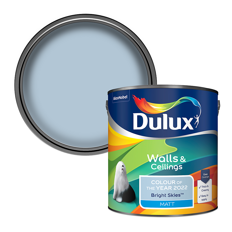 Dulux Walls & Ceilings Matt Emulsion Paint Bright Skies  - 2.5L