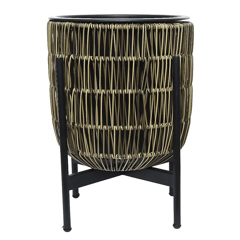 Kate Round Rattan Planter with Legs - Large