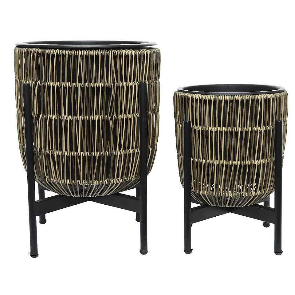 Kate Round Rattan Planter with Legs - Large