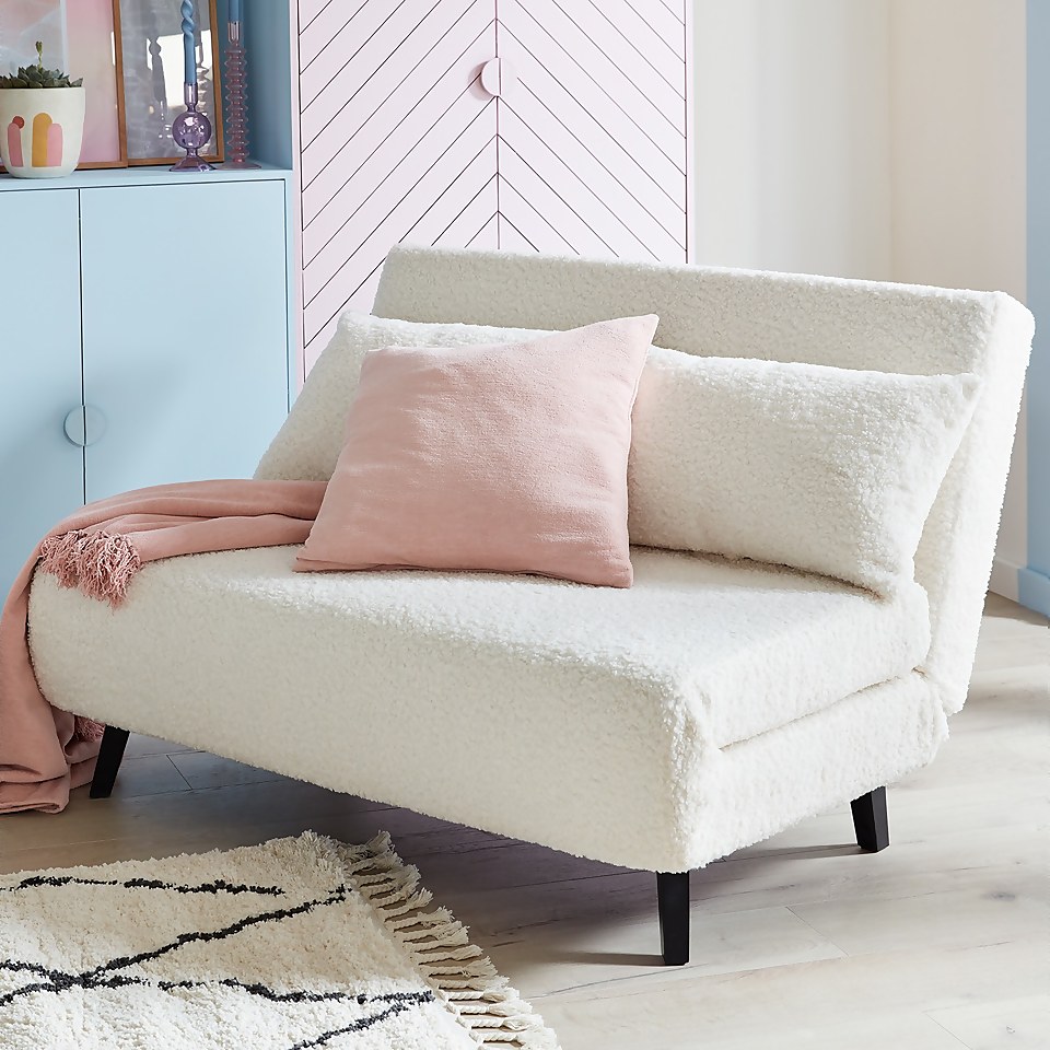 Freya Boucle Folding Sofa Bed Cream Homebase