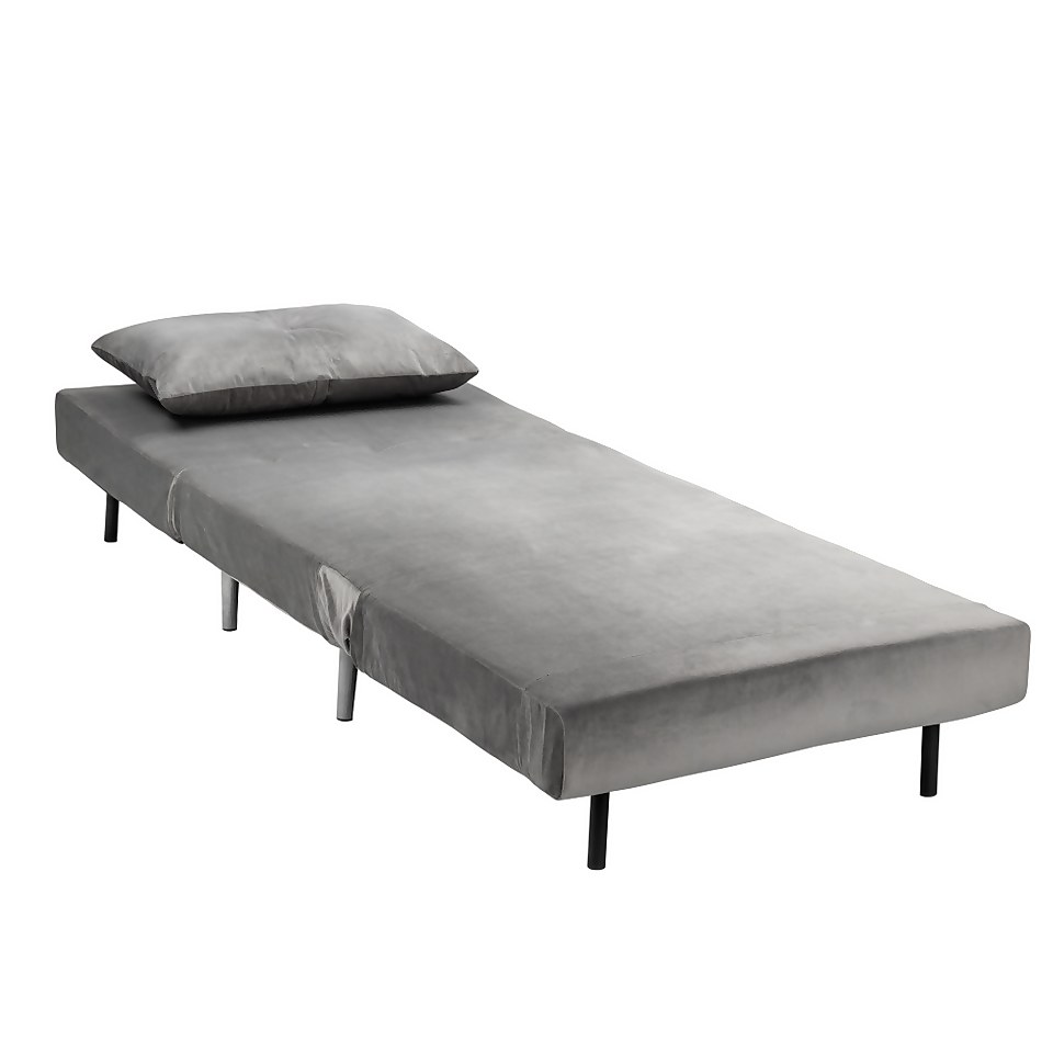 Freya Velvet Folding Chair Bed Grey Homebase