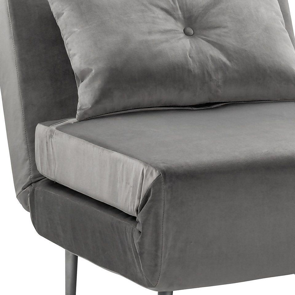 Freya Velvet Folding Chair Bed Grey Homebase