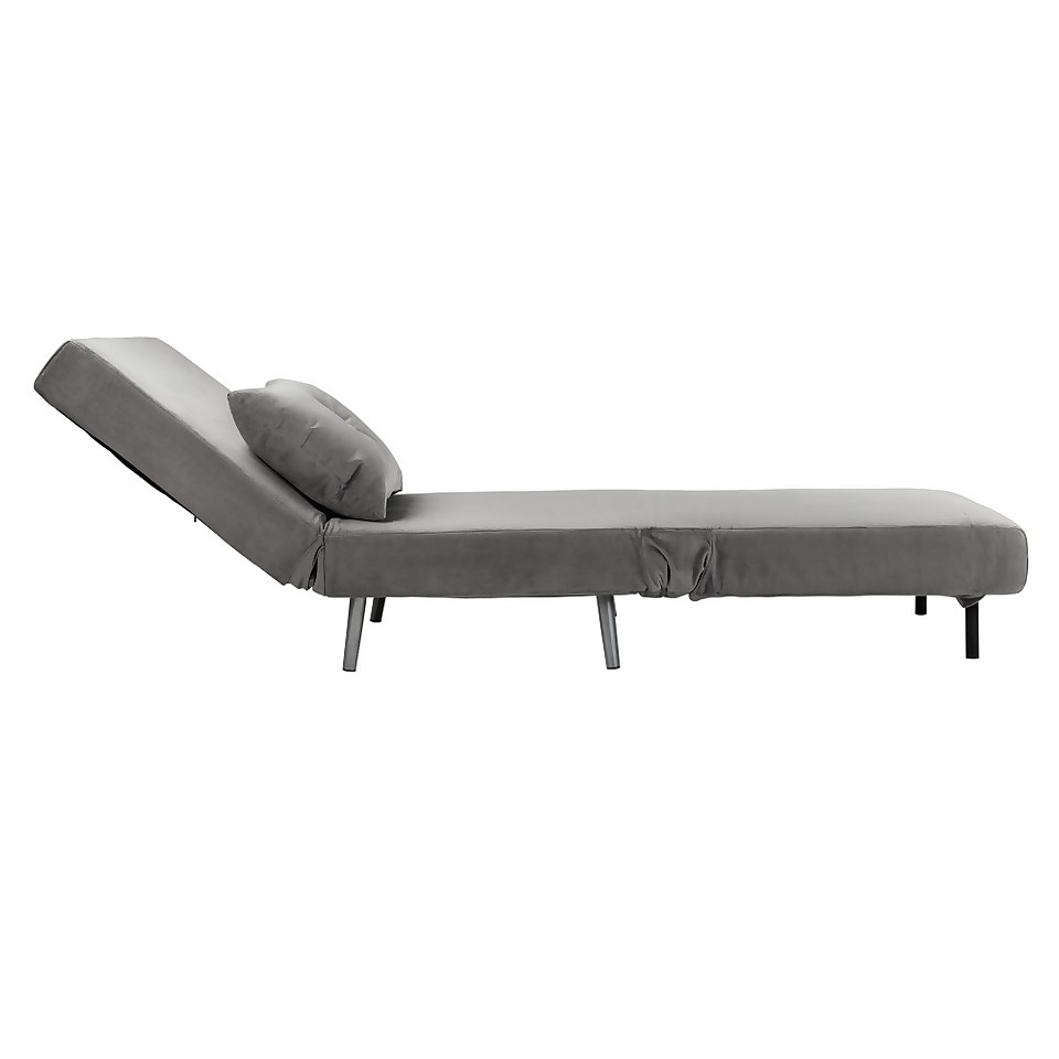 Freya Velvet Folding Chair Bed Grey Homebase