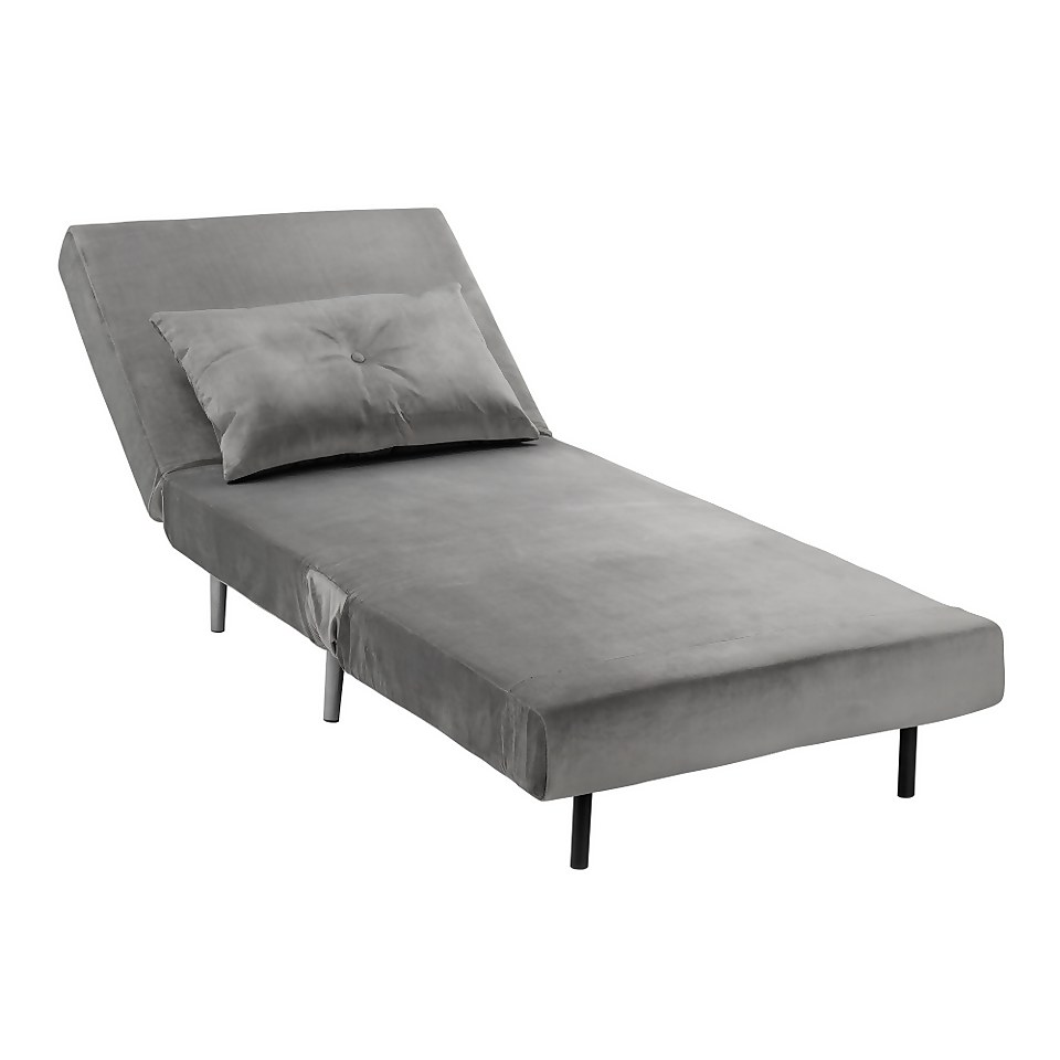 Freya Velvet Folding Chair Bed Grey Homebase