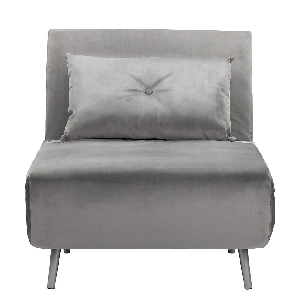 Freya Velvet Folding Chair Bed Grey Homebase