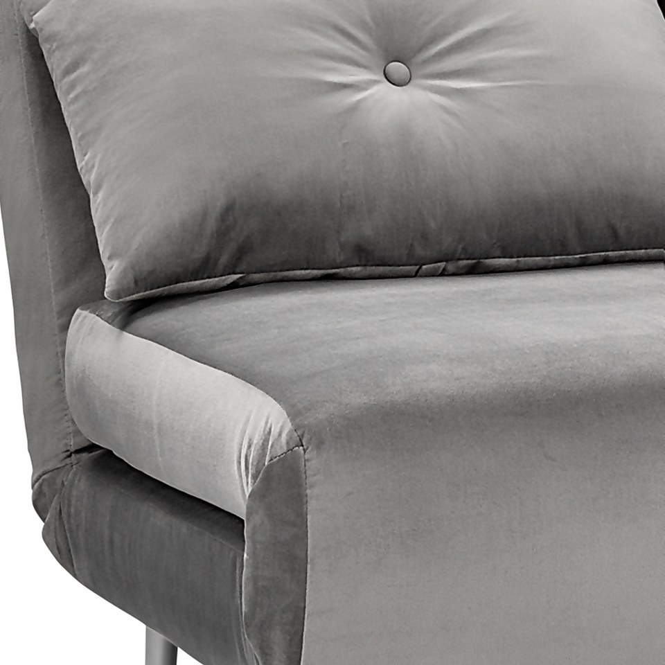 Freya Velvet Folding Sofa Bed Grey Homebase