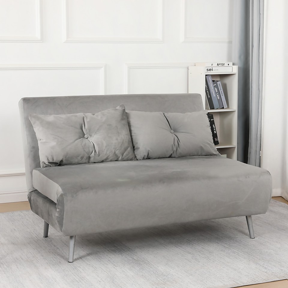 Freya Velvet Folding Sofa Bed Grey Homebase