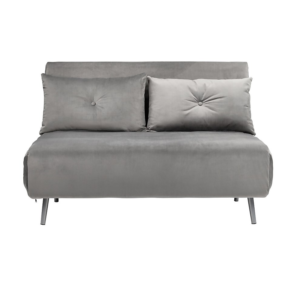 Freya Velvet Folding Sofa Bed Grey Homebase