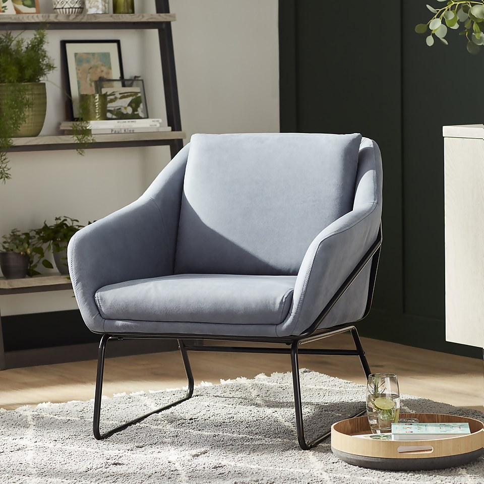 Evelyn Metal Frame Chair - Denim Blue