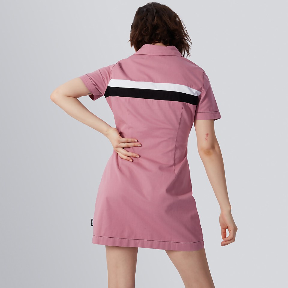 Women's Short Sleeve Stripe Dress Pink