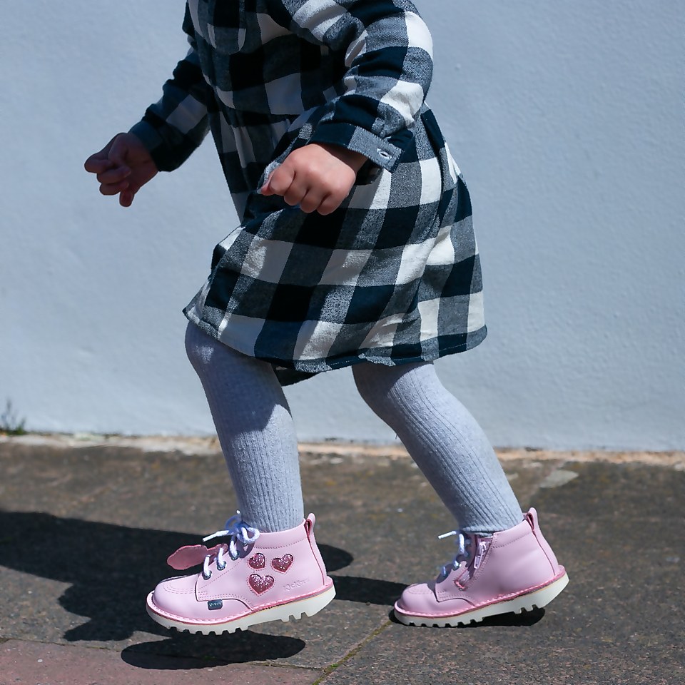 Infant Girls Kick Hi Heart Leather Pink