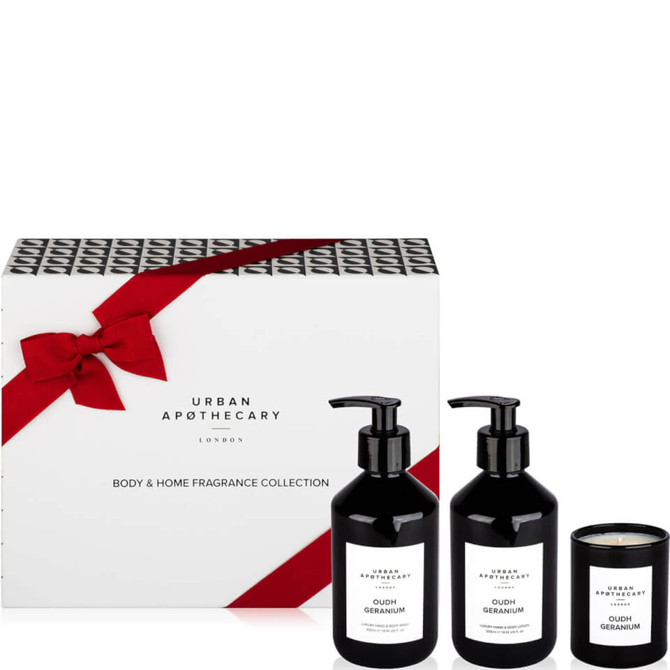 Urban Apothecary Oudh Geranium Body + Home Collection - 300ml Wash, Lotion and 70g Candle
