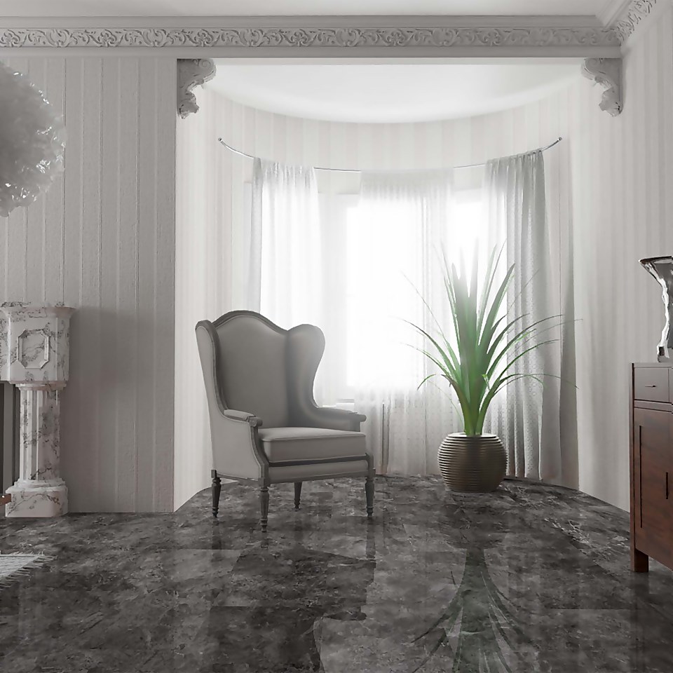 Martico Nero High Gloss Tile Effect Laminate Flooring