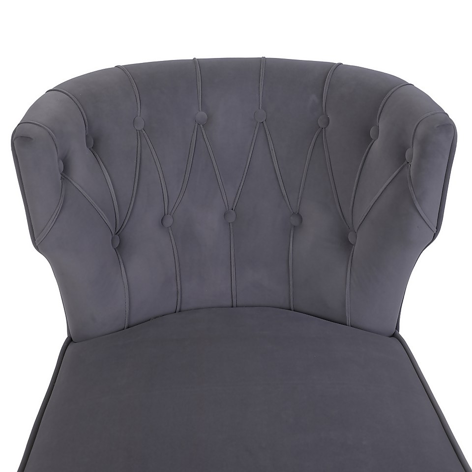 Sadie Velvet Accent Chair - Dark Grey