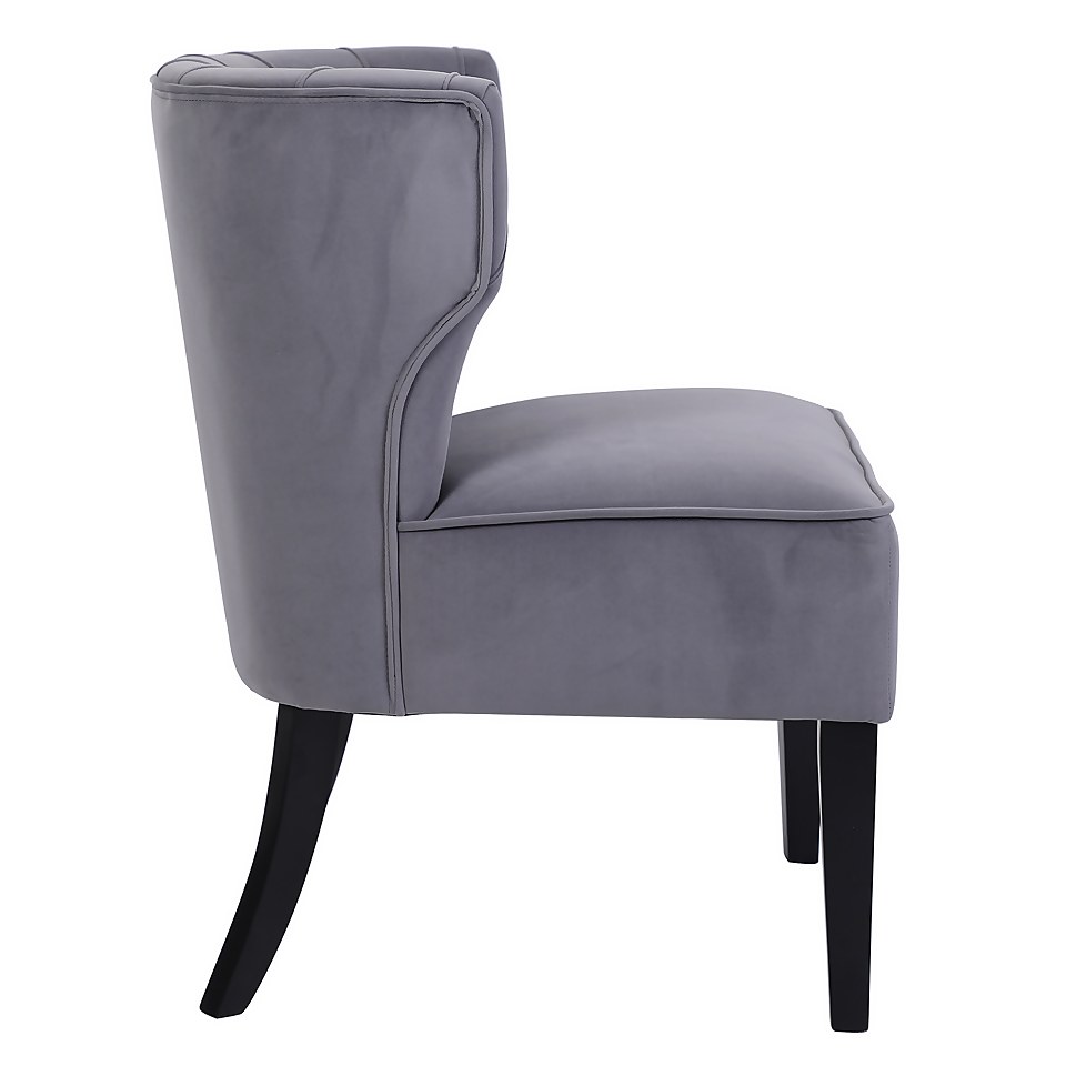 Sadie Velvet Accent Chair - Dark Grey