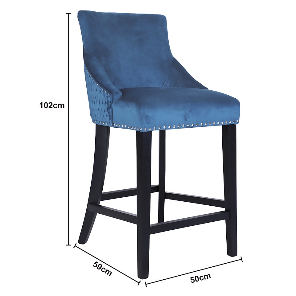 Annabelle Velvet Bar Stool Navy Homebase