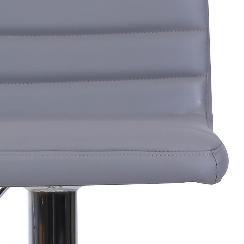 Chet Height Adjustable Faux Leather Bar Stool - Grey