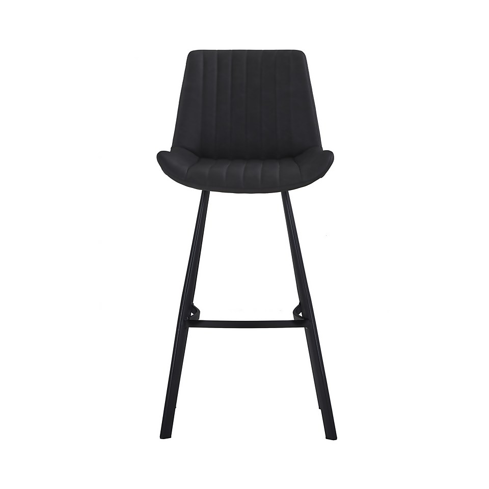 Dalston Faux Leather  Bar Stool - Set of 2 - Charcoal