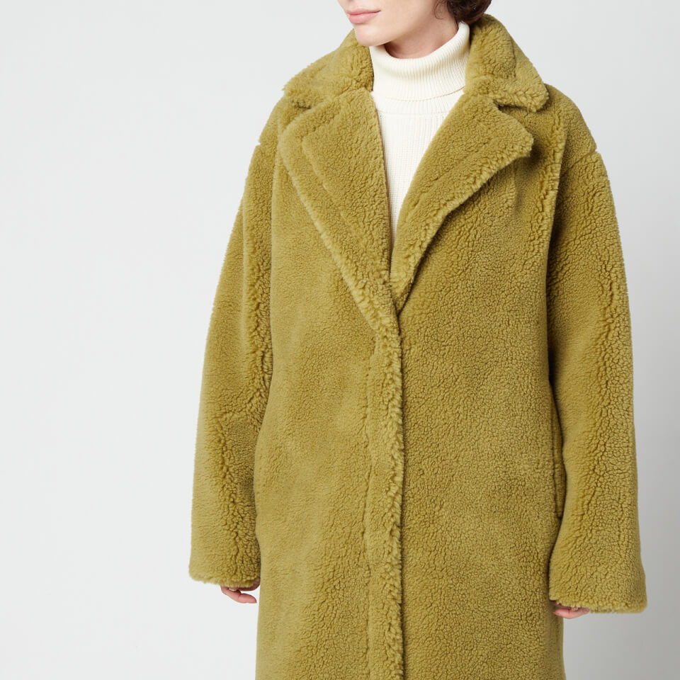 Stand Studio Women s Maria Faux Fur Teddy Coat Army Green FR 34 UK 6 Coggles