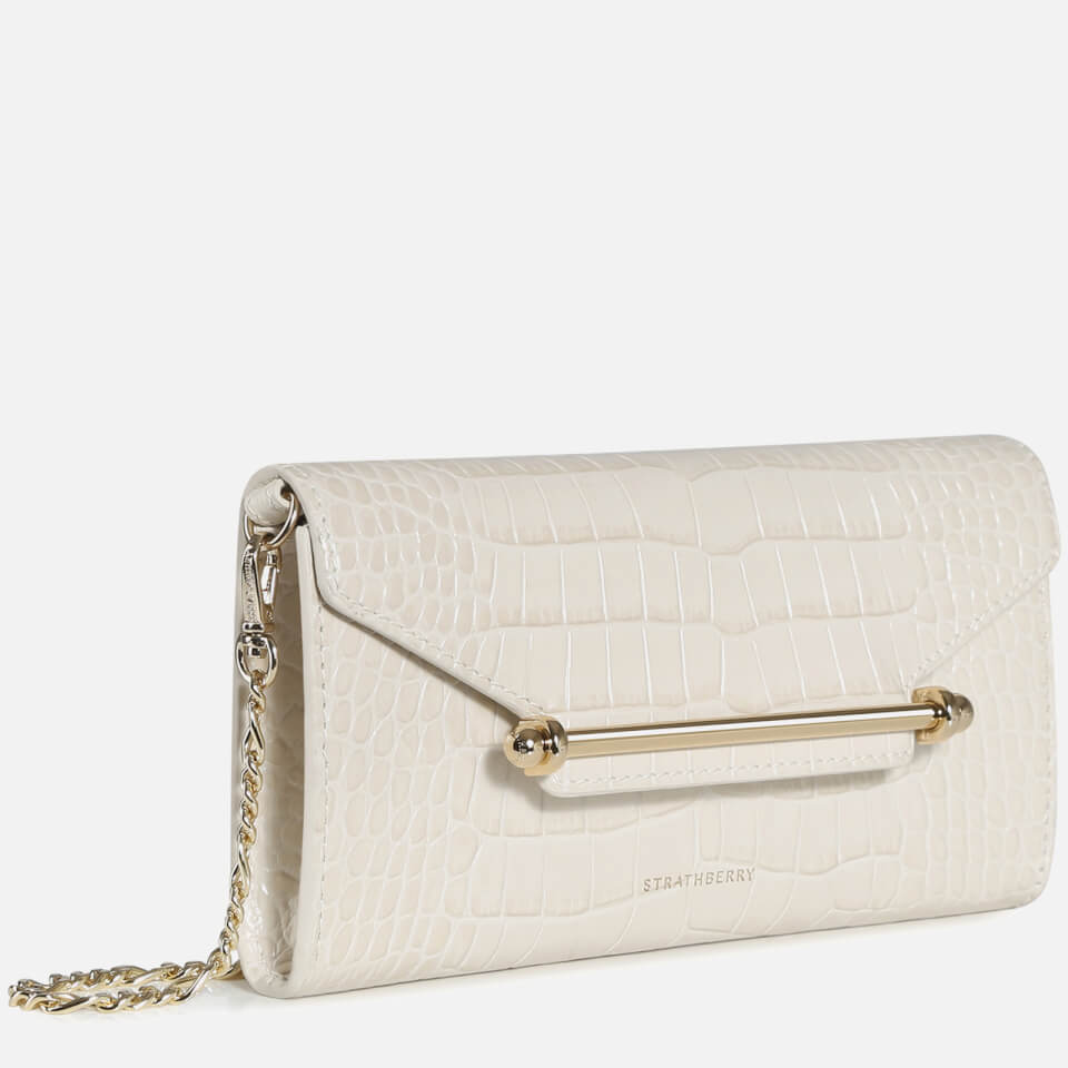 Strathberry Women's Multrees Wallet On A Chain - W Embossed Croc - Vanilla