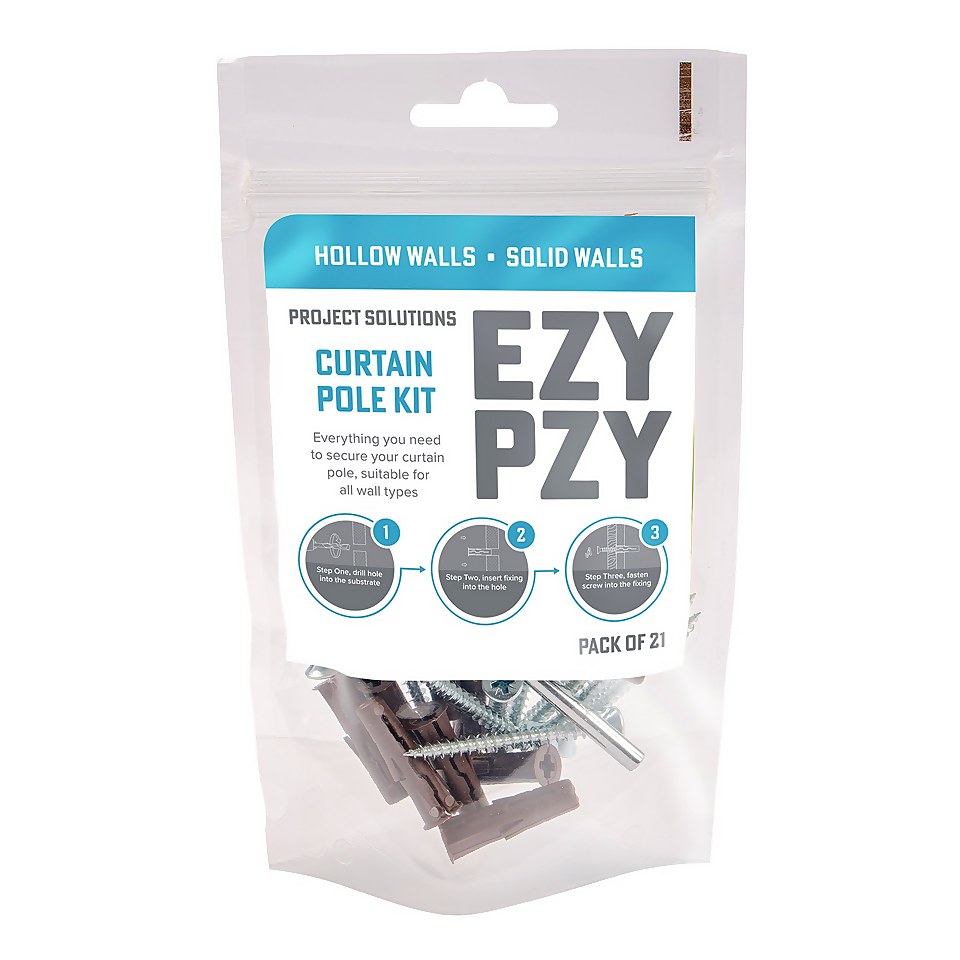 EZY PZY Curtain Pole Fixing Kit - Pack of 21