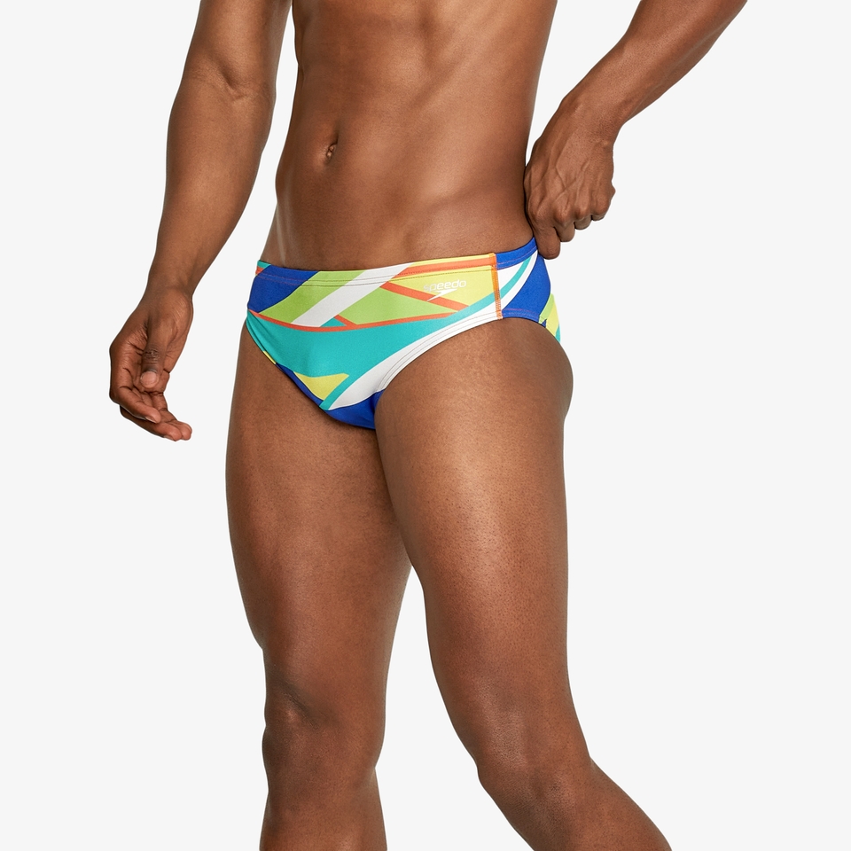 Men's Printed One Brief Yellow