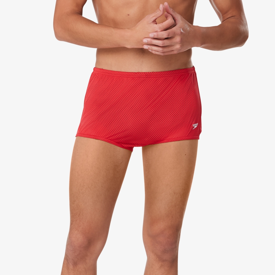 Men's Solid Poly Mesh Training Suit Red
