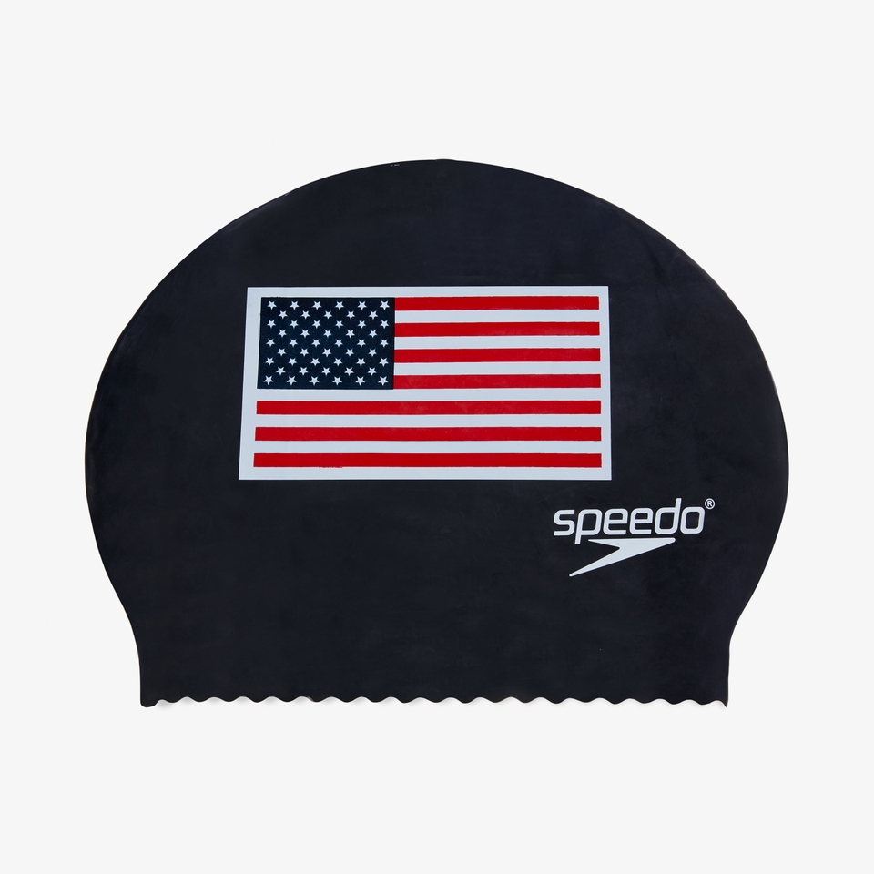 Adult USA Flag Latex Cap Black