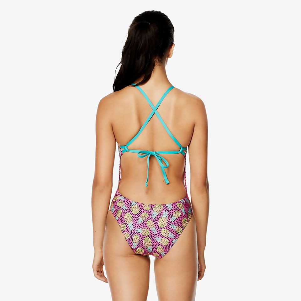 Women's Printed Tie Back One Piece Pink