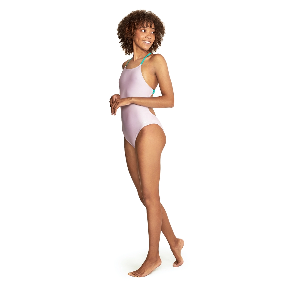 Women's Solid Tie Back One Piece Pink