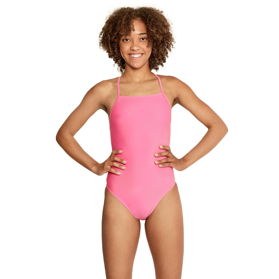 Women's Solid T-Back One Piece Blue