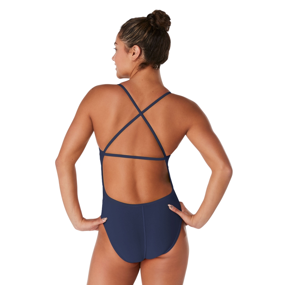 Women's Solid Crossback One Piece Navy