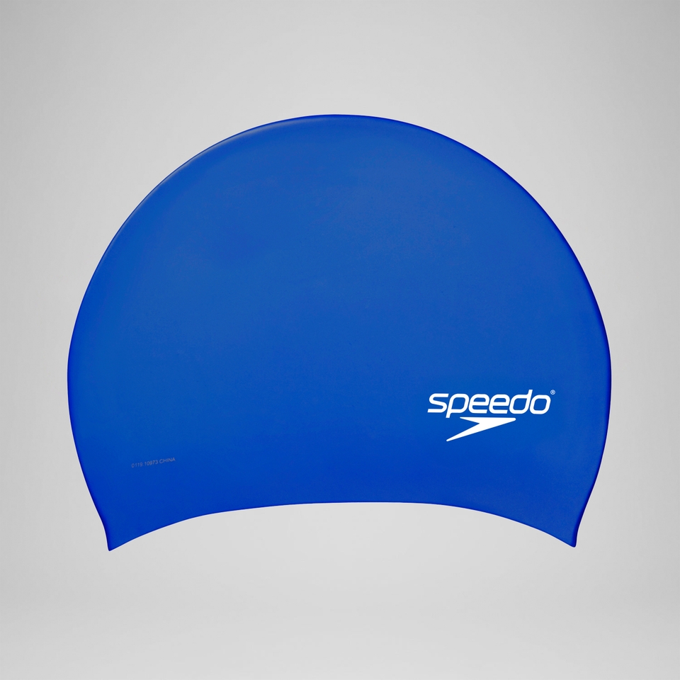 Bonnet en silicone pour cheveux longs pour adultes, bleu