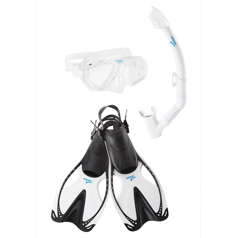 Unisex Adult Adventure Mask/Snorkel/Fin Set  Black/Clear